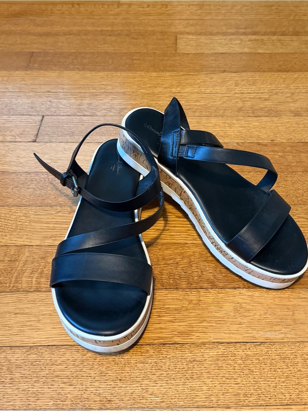 Universal Thread Black Platform Cork-Trim Sandals